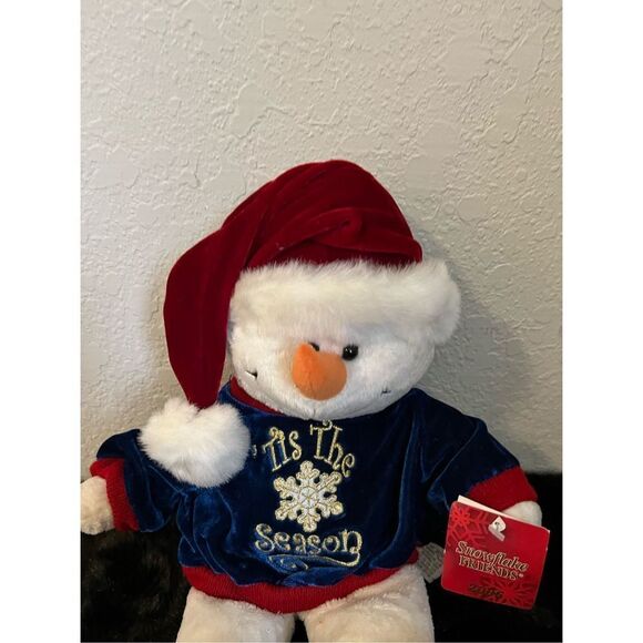SNOWMAN Christmas Plush 13"H 'Tis The Season by Dan Dee New - Picture 2 of 5